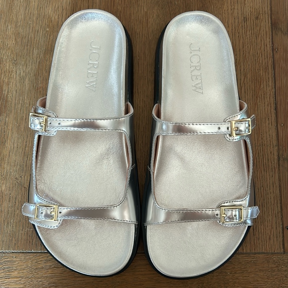 JCREW Colbie Silver Metallic Sandals 7 Brand new